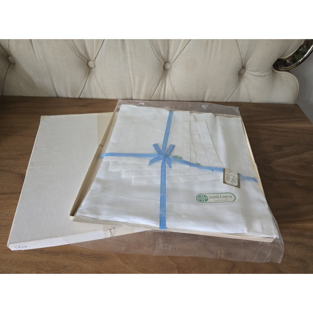 Vintage Irish linen 5-piece table linen set made in Ireland